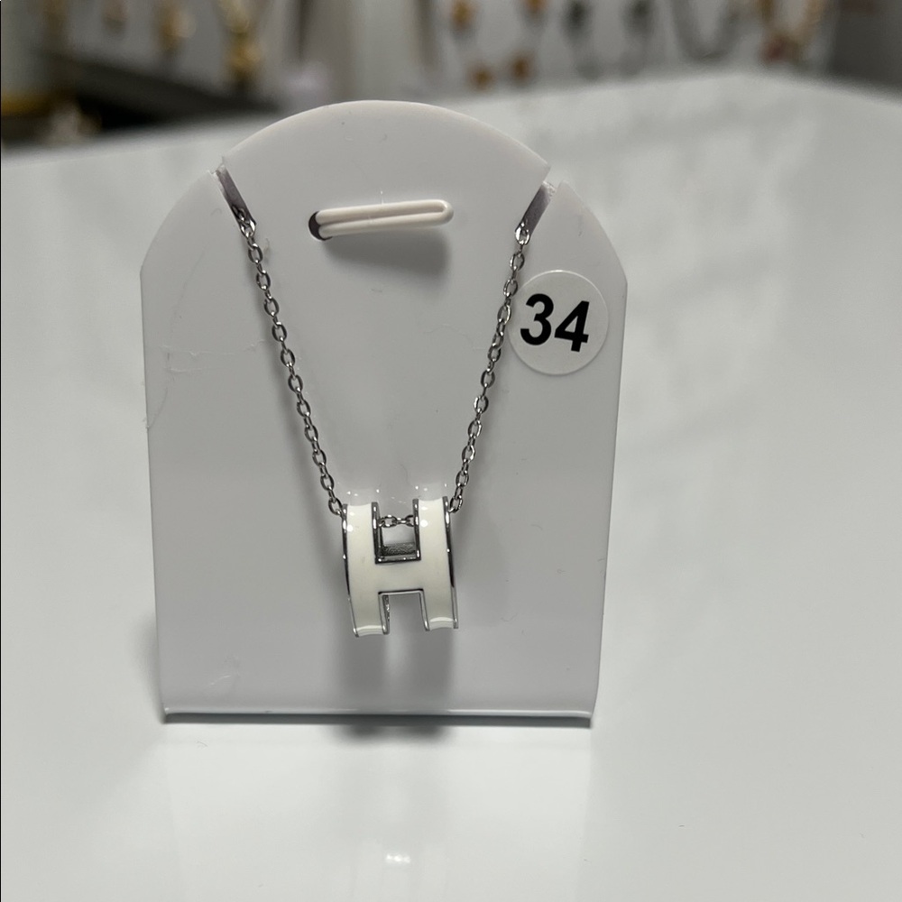 Silver Initial 'H' Pendant Necklace